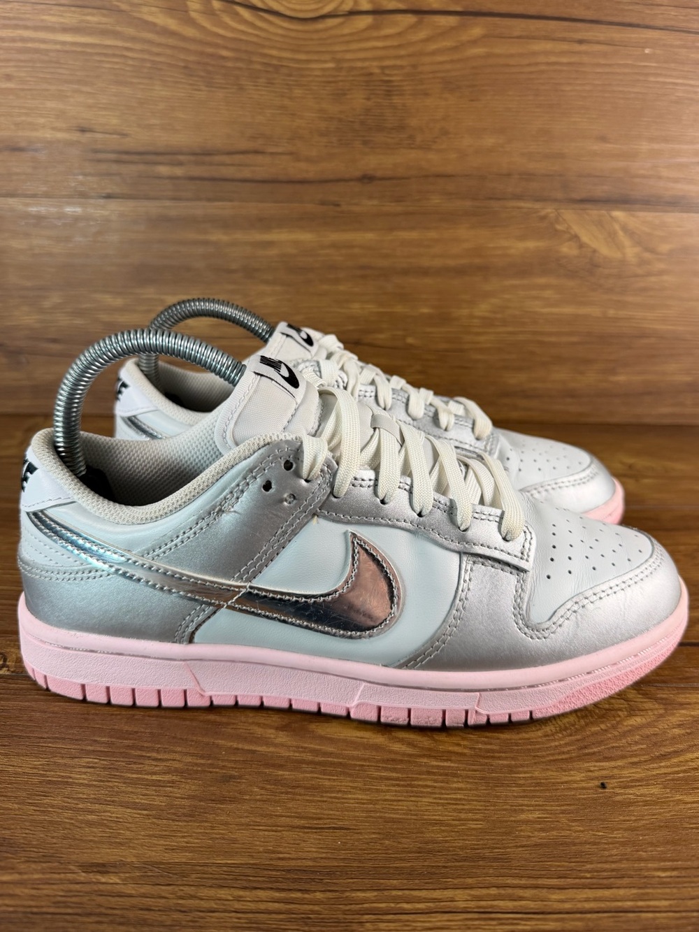 Nike Dunk Low LX Pink and Silver Leather Sneakers Women’s Size 7 Shoes